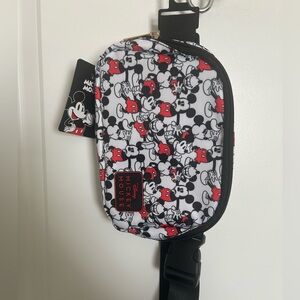 Disney Mickey Mouse Allover Print Crossbody Bag - White, Black, Red
